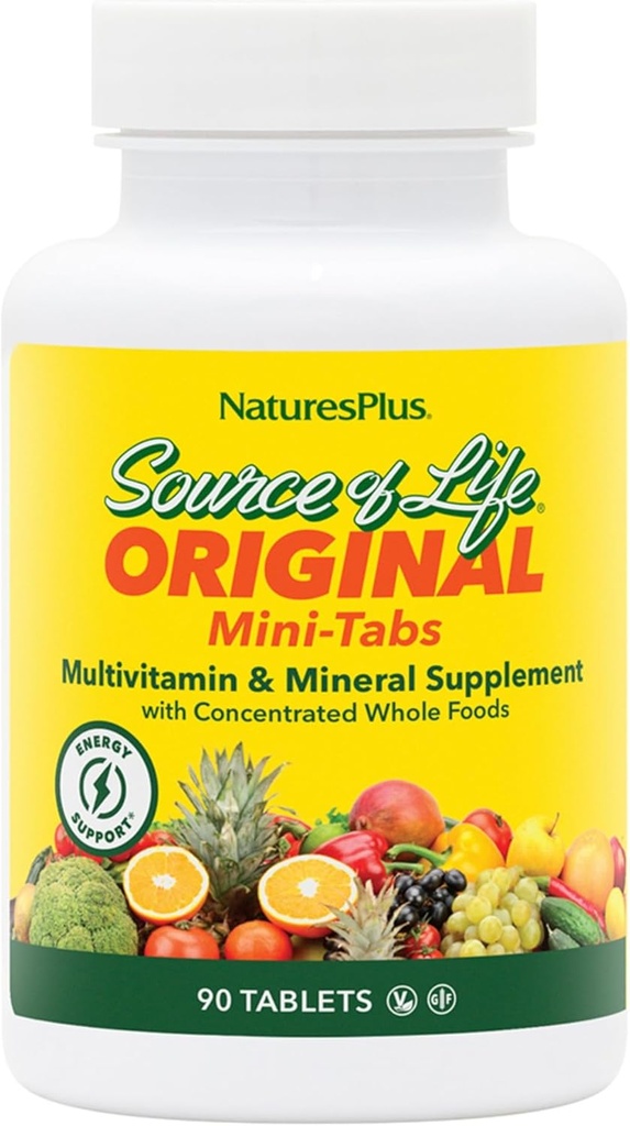 Natures Plus Life Kaynağı - 90 Mini-Tabs - Multivitamin & Mineral Supplement - Supports Natural Energy & General Well-Being - Gluten Free, Vegetarian - 15 Toplam Hizmetler