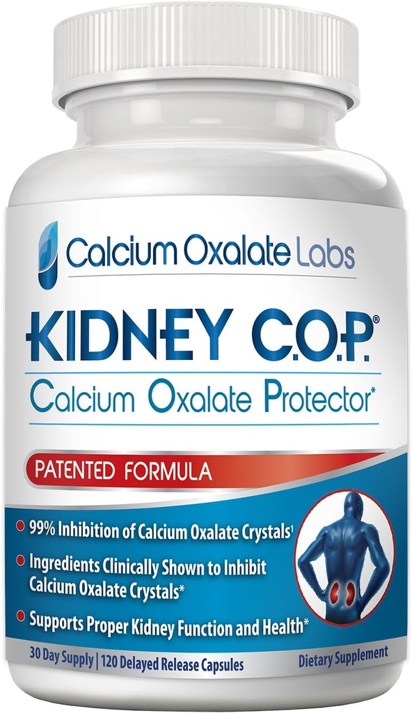 KIDNEY C.O.P.uba Oxalate Protector 120 Capsules, Patentli Kidney, Oxalate Crystals için Destek, Stop Recurrence