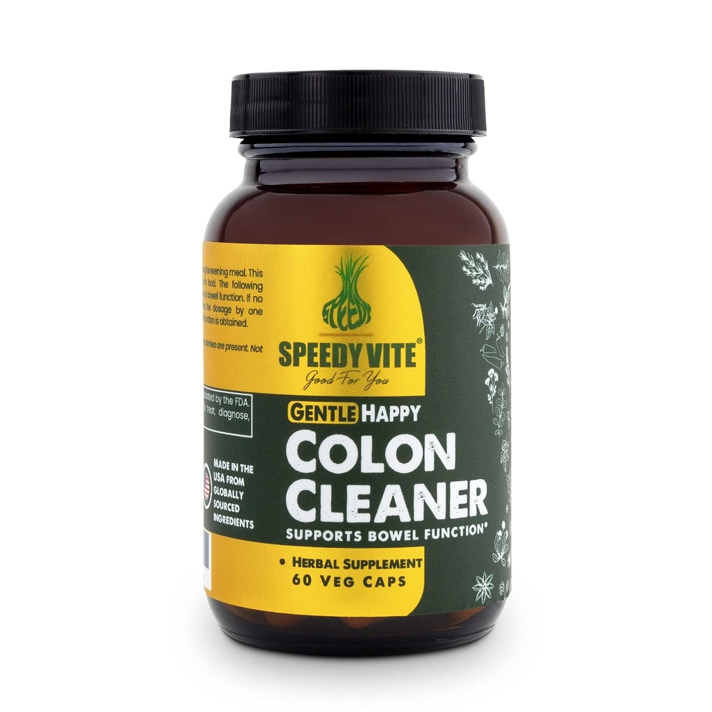 Happy Colon Gentle Support for Bowel Function* Aloe Vera Leaf Cascara Sagrada bark Terpery Elm Senna Leaf Turkey Rhubarb Psyllium Barberry Root (60 Veg Caps)