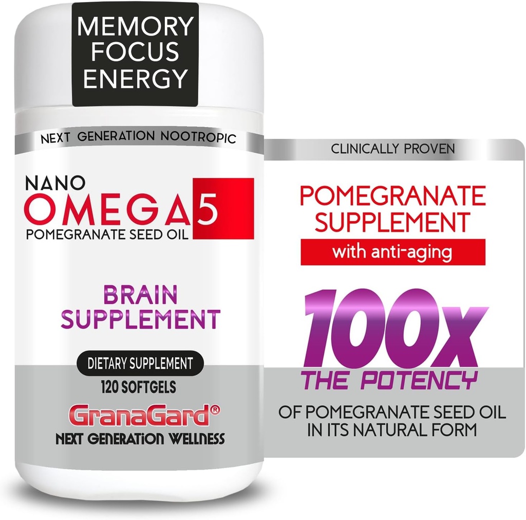 KURALLARI (2-Month Supply) ANTI AGING, Memory Pills, Omega 5 Pomegranate Supplement, 1 şişe 120ct