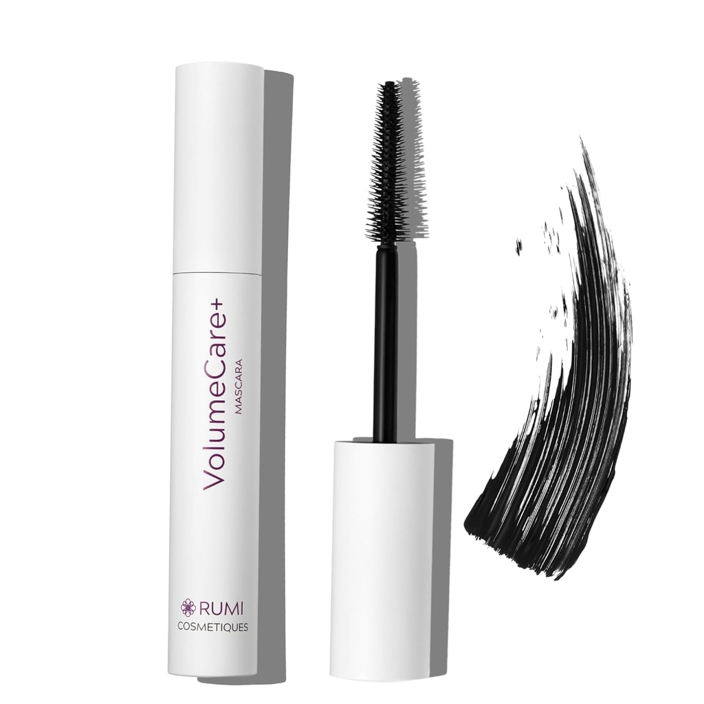 Rumi Cosmetiques VolumeCare+ Mascara For Older Women - Extreme Length and Volume 2in-1 Formula - No Clumps, Long-Wearing, Hipoallergenic Mascara For Hassas Gözler (Doğal Black)