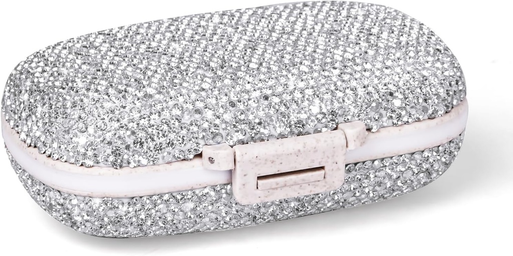 1Pack Travel Pill Organizer, 8 Karşılaştırmalı Portreatif Pill Case, Pocket Purse Portatif Tıp Vitamini için Küçük Pill Box (Sparkling Silver)