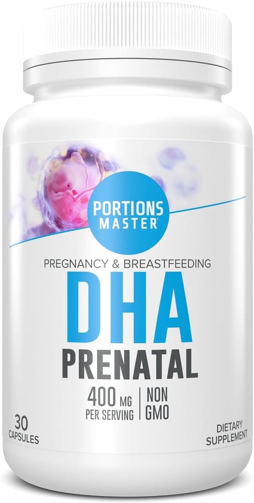 Portions Master DHA Prenatal, renatal Omega-3 Supplement with 300 mg DHA, Supports Fetal Brain & Eye Development, Gebelik & Emzirme Beslenme, Non-GMO, Gluten-Free (30 Softgels)
