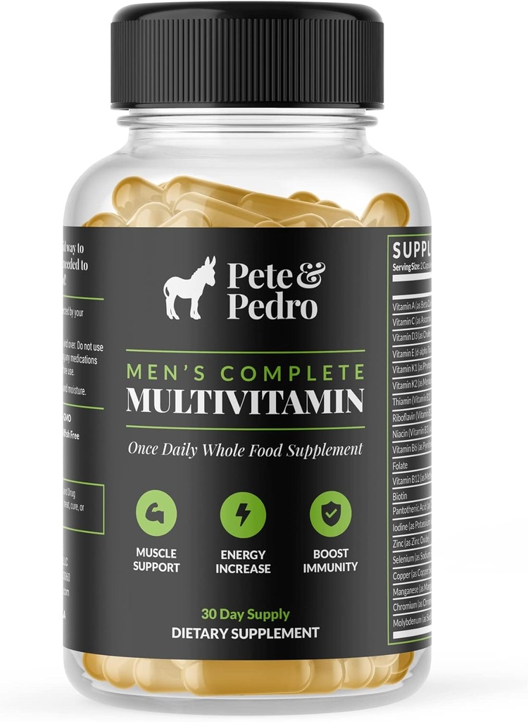 Pete & Pedro Men's Complete Once Daily Whole Food Multivitamins 