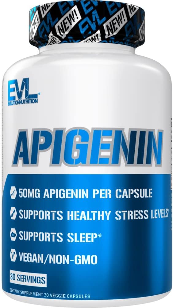 Evlution Pure Apigenin Supplement from Chamomile Extract - Χαλαρωτικό Apigenin 50mg Bioflavonoid Stress and Mood Support Nutrition High Bioavailable Vegan Non-GMO συμπλήρωμα ύπνου