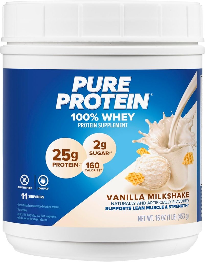 Saf Protein Toz, Whey, Yüksek Protein, Low Sugar, Gluten Free, Vanilla Cream, 1 lb