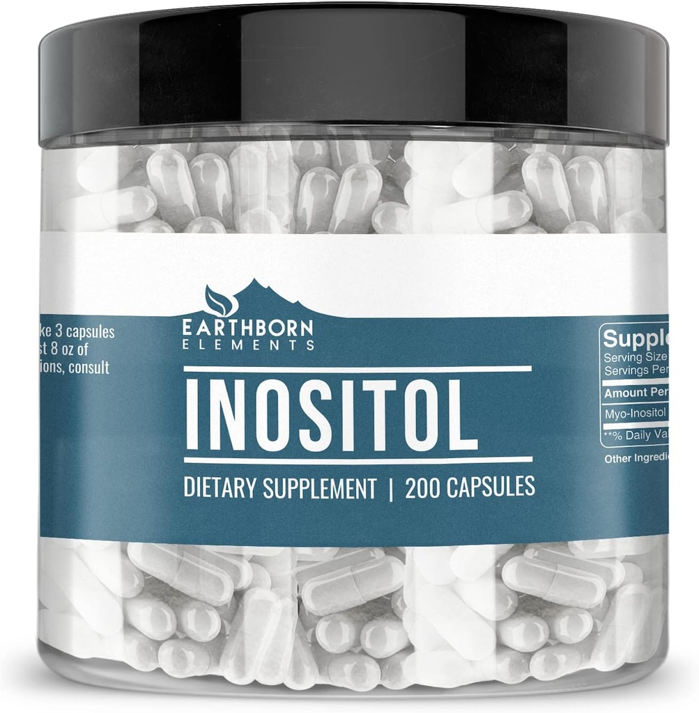 Earthborn Elements Inositol 200 Capsules, Pure & Undiled, No Wordss