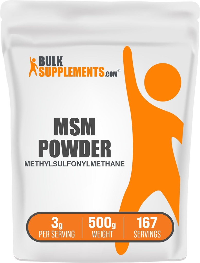 BulkSupplements.com MSM Toz - Metilsulfonylmethane, MSM Supplement, Beslenme Tamamı - Gluten Free, 3g per Service, 500g (1.1 lbs) (Paket 1)