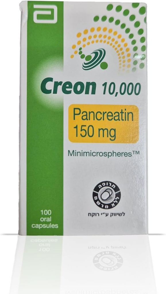 Creon 10.000 Pancreatic Inency için Enzyme Supplement - Lipase, Protease, Amylase - 100 Capsules