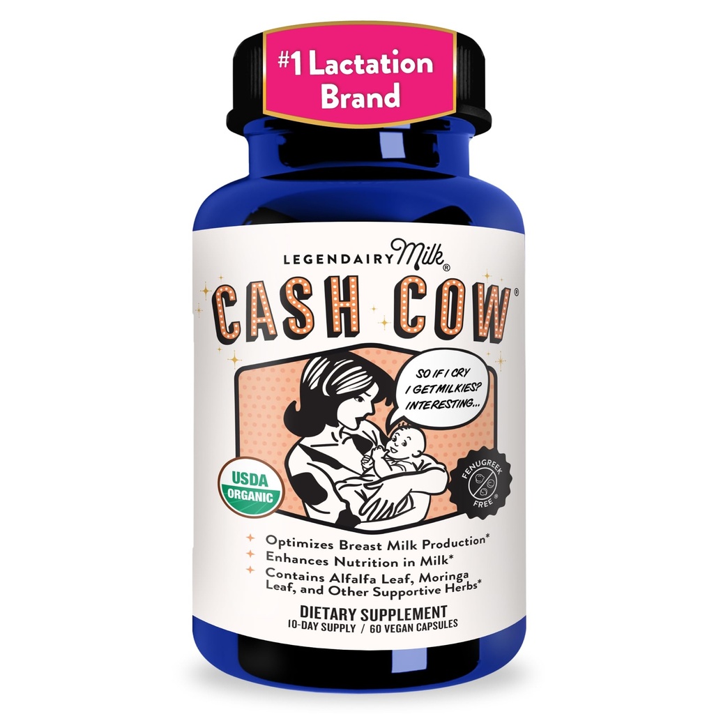 Legendairy Milk Cash Cow Lactation Supplement, Moringa, Alfalfa, ve Goat'ın Süt Tedariki için Egzersiz Tamamlanması, Fenugreek-Free, Sertifikalı Organik, Vegan, Non-GMO, 60 Capsules