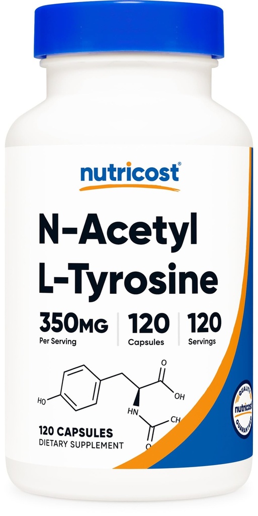 Ν-Ακετυλο-L-Τυροσίνη (NALT) 350mg, 120 κάψουλες - Χωρίς γλουτένη, μη ΓΤΟ