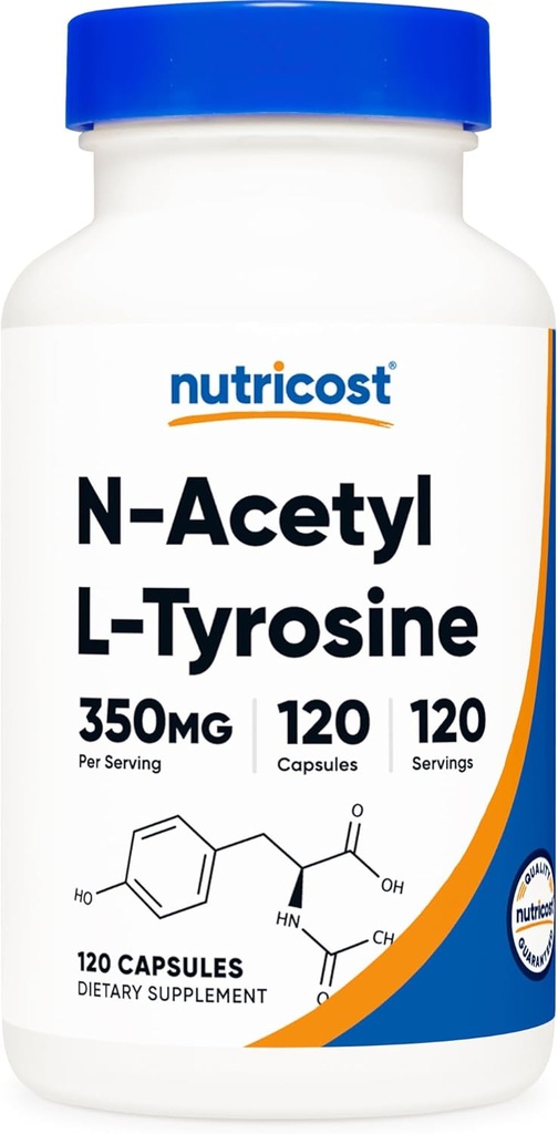 Nutricost N-Acetyl L-Tyrosine (NALT) 350mg, 120 Capsules - Gluten Free, Non-GMO
