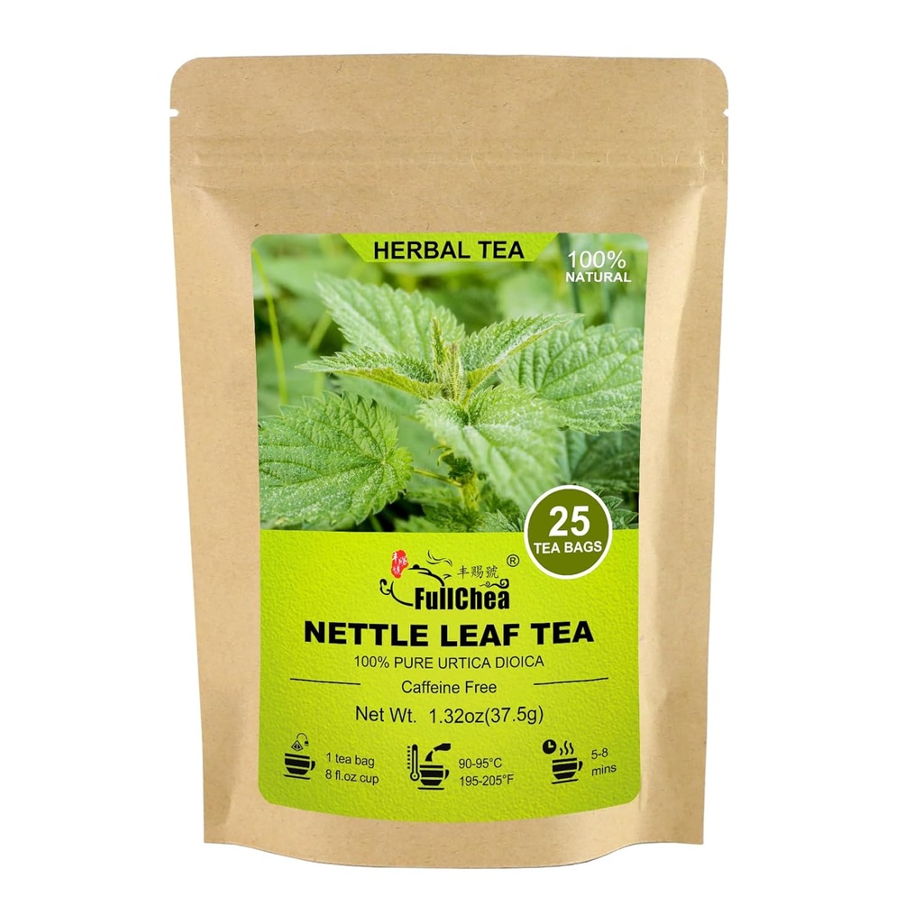 FullChea - Nettle Leaf Tea Bag, 25 Teabags, 1.5g/bag - Doğal Sting Nettle Tea - Support Eye Health & Support Bones