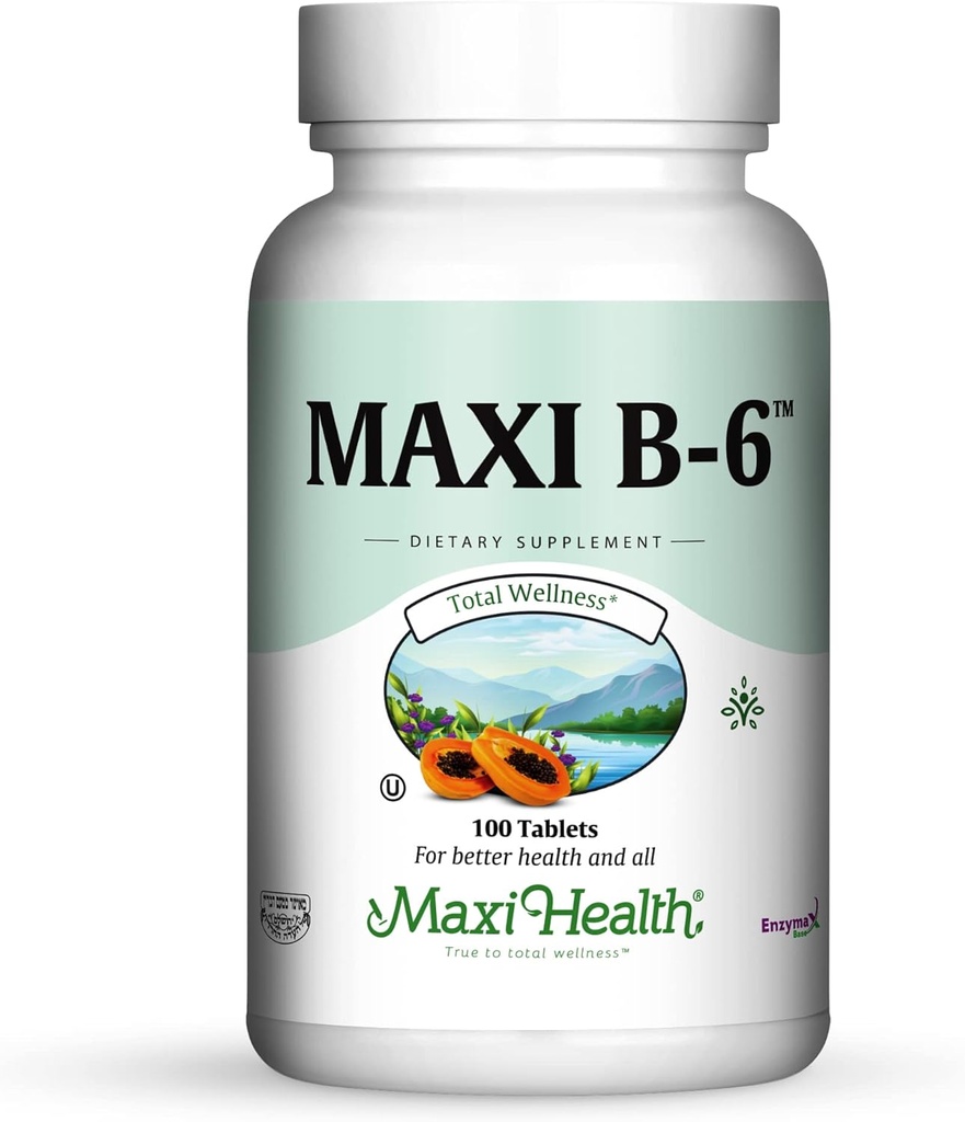 Maxi Health B-6 - Vitamin B6-100 mg Cardiovascular Health - 100 Tablet - Kosher (100 Kont)