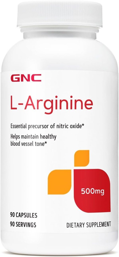 GNC L Arginine 500 mg Supplement, Sağlıklı Kan Gemisini Destekliyor, 90 Hizmet