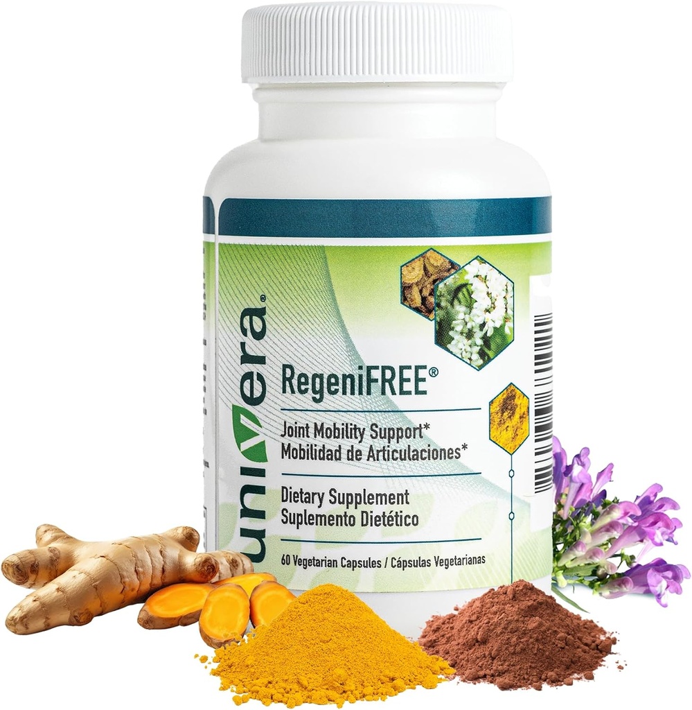 Univera RegeniFREE, Turmeric, Univestin, No Glucosamine, Shellfish Free, All- Natural Joint Supplement, Vegeterian Capsule, 60 Capsules (30-Day Supply)