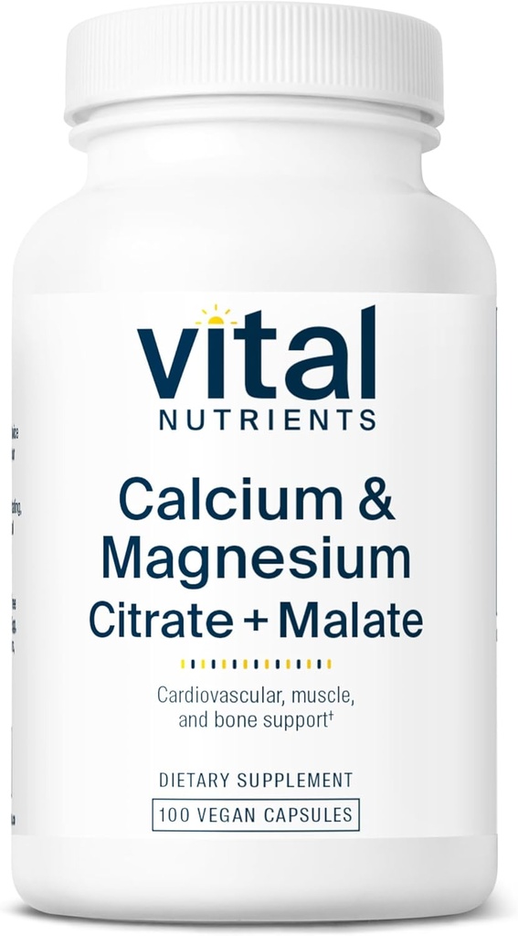 Vital Nutrientsdis ve Magnezyum | Citrate ve Malate Kompleksi | Vegan Tamam | Bone Strength, Muscle and Cardiovascular Health* | Gluten, Süt ve Soy Free | Non-GMO | 100 Capsules