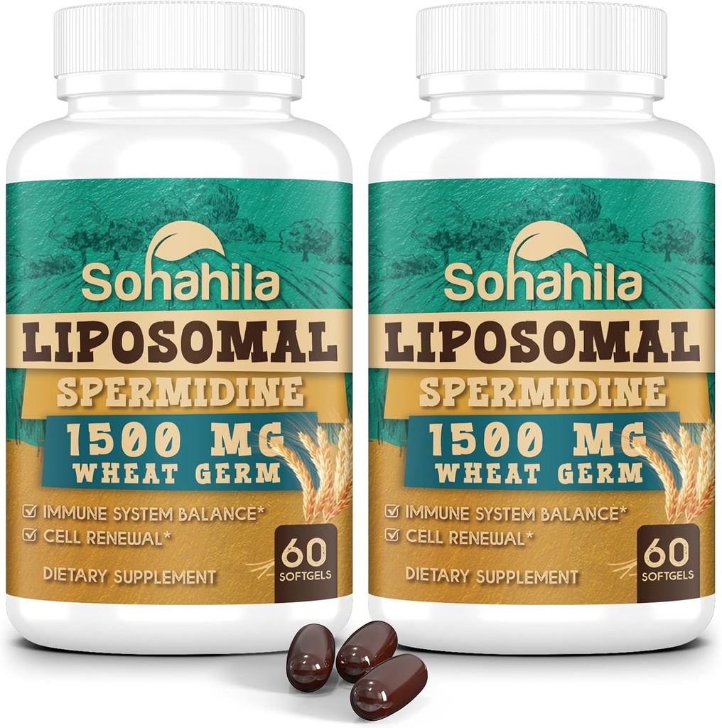 Spermidine Supplement 15 MG -% 99, Yüksek Aborpsiyon, 1500 MG Fermented Buğday Germ Extract with çinko & Thiamin, Men & Women - Cellular Renewal, Aging Defense, Energy, 120 Softgels