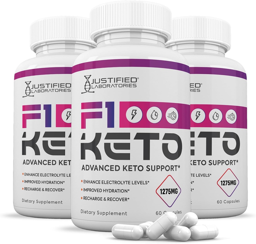 (3 Pack) F1 χάπια Keto 1275MG Νέα & βελτιωμένη Φόρμουλα Περιέχει μηλίτη μηλίτη μηλίτη εξαιρετικά παρθένο ελαιόλαδο σκόνη πράσινο φύλλο τσαγιού 180 κάψουλες