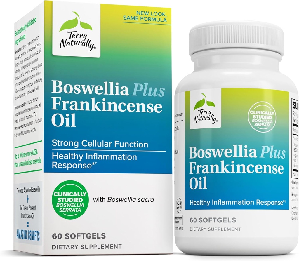 Terry Natural Boswellia Plus Frankincense Oil - Ortak Destek Hareketliliği ve Ortak Konforu Desteklemek - Boswellia & Frankincense Oil ile Hücre Sağlığı Desteklemek - 60 Softgels