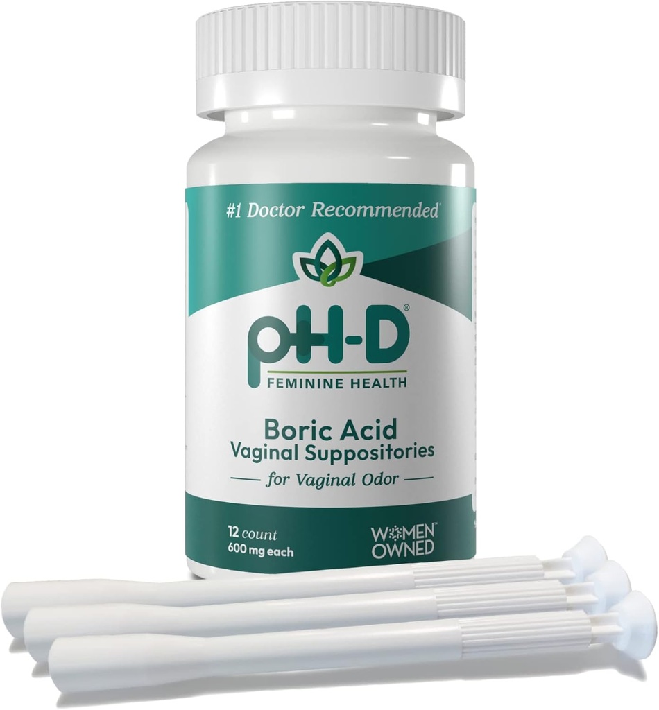 PH-D Feminine Health - Boric Acid Start Sche - pH-D Boric Acid Vaginal Suppositories 12 Kont ve 3 Vaginal Suppository Applicators