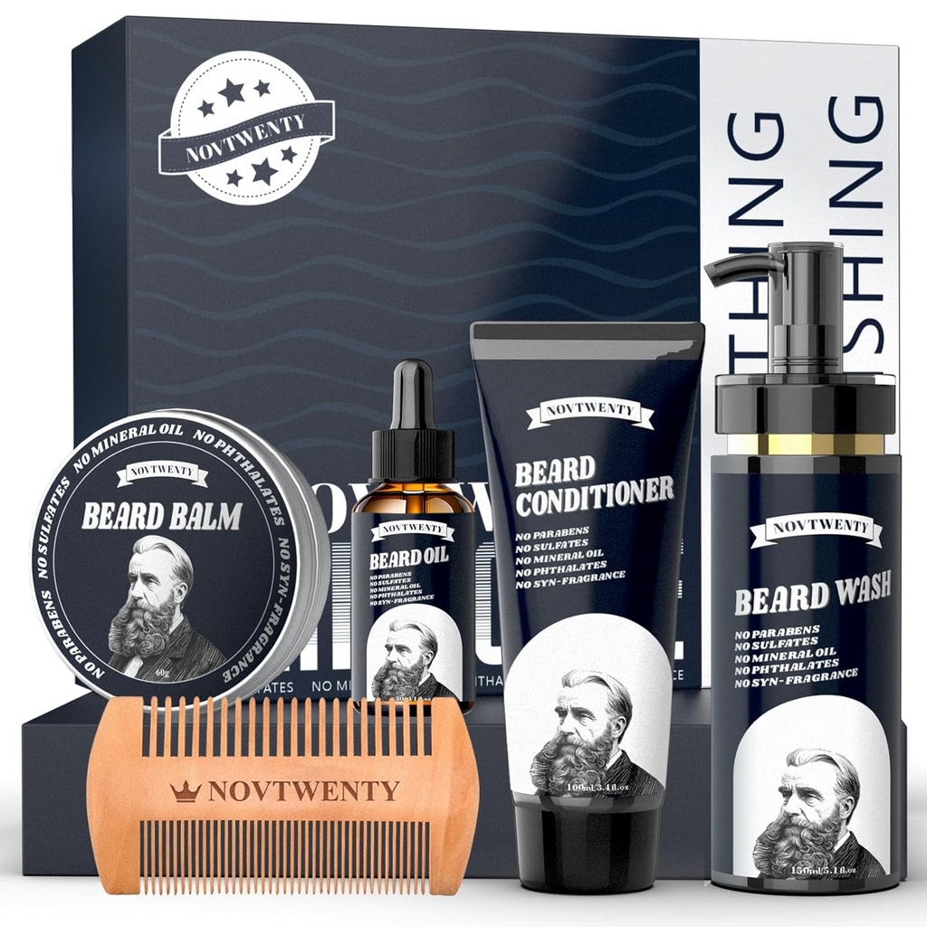 Ayıd growth Kit - Mobiuty Men's Beard Care Kit with Natural Materialss, Beard Oil, Beard Situationer, Beard Balm ve Beard Comb, Gift Set for Boyfriend Husband Fathers