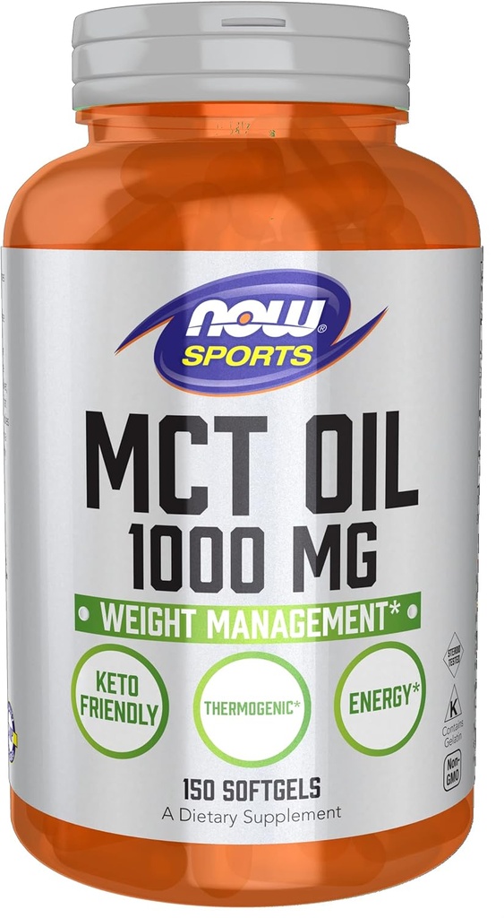 Şimdi Gıdalar Spor Beslenme, MCT (Medium-chain triglycerides) Petrol 1000 mg, Kilo Yönetimi, 150 Softgels