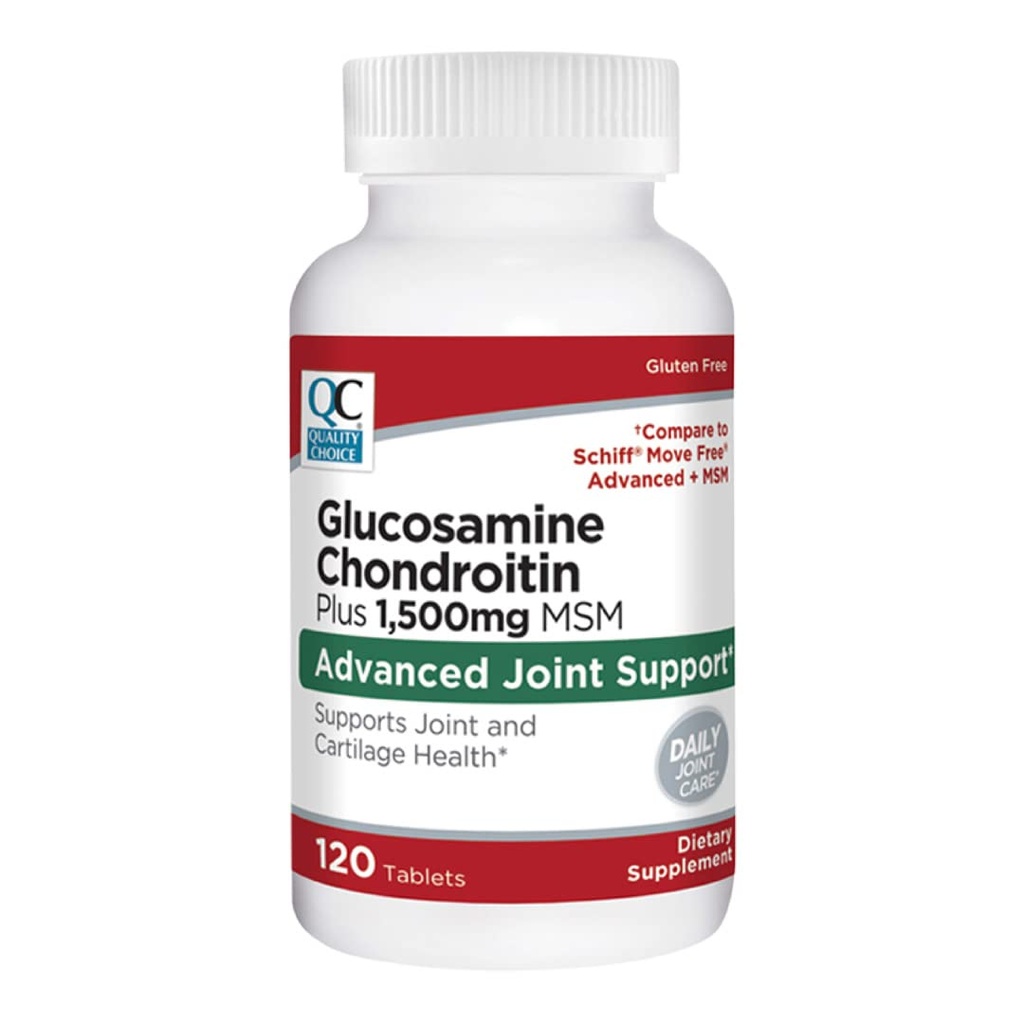 Quality Choice Glucosamine 1500 mg with Chondroitin and MSM Joint and Cartilage Health Diyetary Supplement in 120 Tablet Şişes (3 Pack)