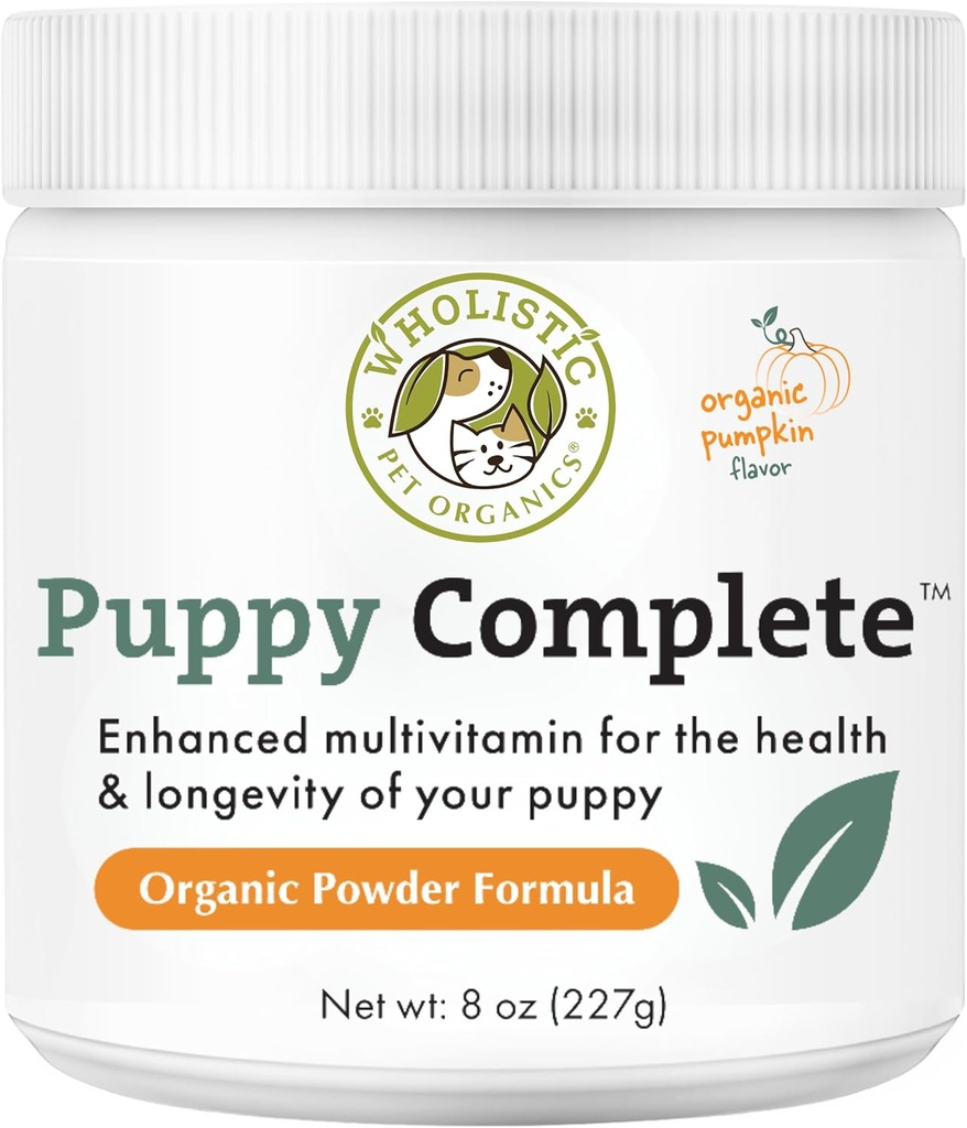 Wholistic Pet Organics Puppy Complete - Dog Multivitamin Toz - 8 Oz - Daily Dog Vitamins & Supplements for House Food - Immune System, Skin, Coat & Genel Sağlık - Küçük ve Büyük Breed Puppies