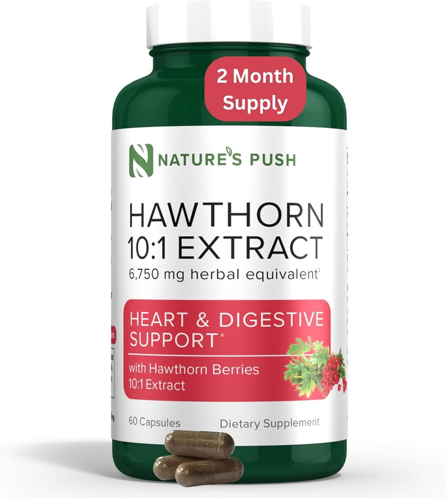 Super Potent Hawthorn Berry 10:1 Κάψουλες εκχύλισμα για Digestion Heart Health and Glycemic support - Extra Strength Hawthorn Berry Capsules - Μη Γλουτένη Gumten Free Vegan GMP USA 2 μήνα προμήθεια