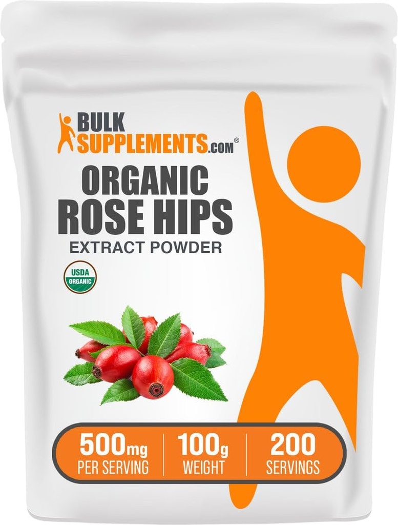 BulkSupplements.com Organik Rosehip Extract Toz - Rose HIPS Supplement, Rosehip Toz - Herbal Supplement, Antioksis Kaynağı - Gluten Free, 500 mg per Service, 100g (3.5 oz) (Paket of 1)