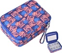 Καπέλα Organizer περίπτωση Travel Medicine Box 7 Ημέρα συμπλήρωμα βιταμίνης Compact Dispenser σε Zipper τσάντα πουγκί (ΗΠΑ σημαία)