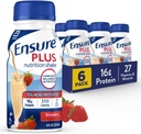Plus Strawberry Beslenme Shake | Meal Change Shake | içmeye Hazır | 16g protein ve 27 Vitamin ve Mineraller | 8 fl oz - 6 Pack