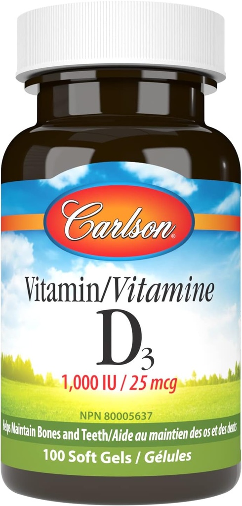 Carlson Βιταμίνη D3 1000 IU, 100 Softgels