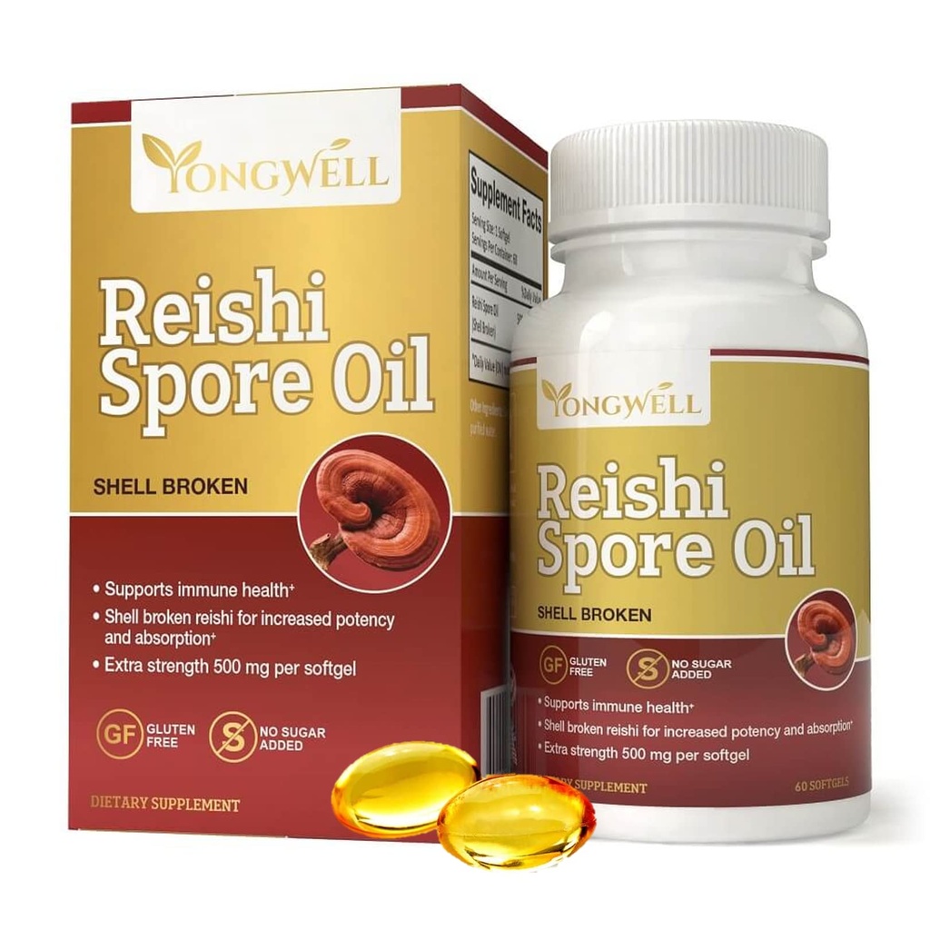 Reishi Spore Oil Shell Broken Extra Strength 500 mg (60 Softgels)