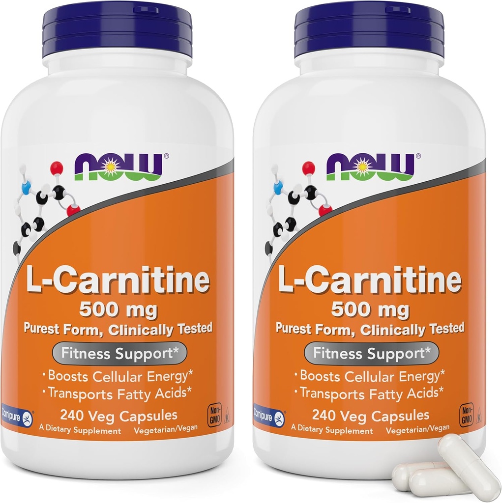 Şimdi Gıdalar L-Carnitine 500 mg, 240 Veg Caps (Pack of 2)