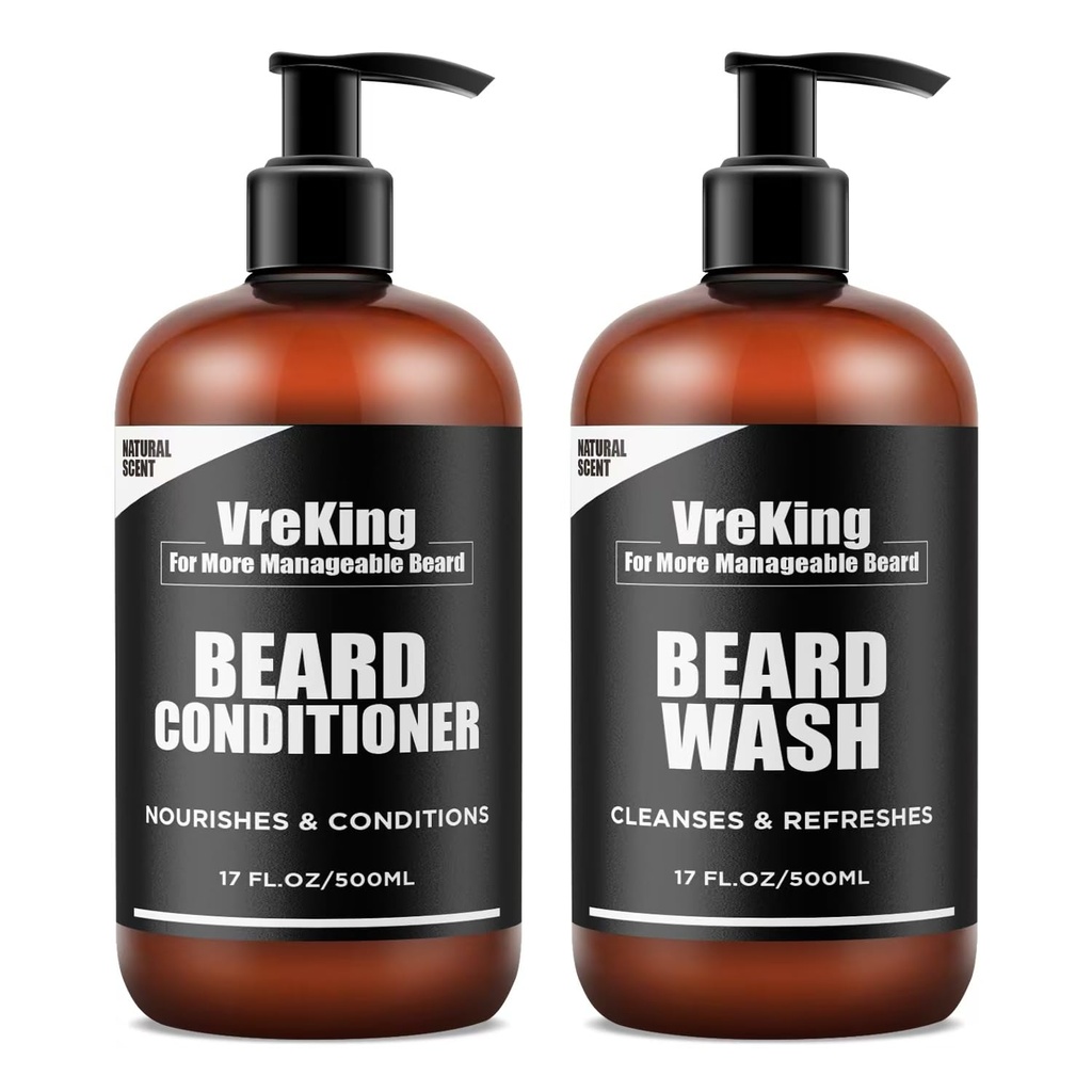 Erkekler Ayılı Zeytinyağı Ve Ayıd Örttü Erkekler için, Face And Beard Shampoo And Conditioner Set For Men w/Biotin Yüz Saç Büyüme Formula Dandruff, Erkekler için Hediyeler, 500 ml*2