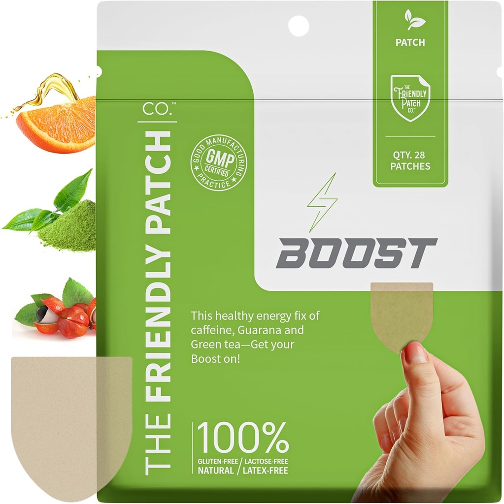 The Friendly Patch Enerji Patch - 28 Günlük Supply - Energy & Focus Patches, Caffeine, Guarana - Clarity & Energy - Plant-Powered, Focus - Wellness Patches