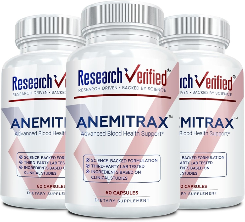 Araştırma Gerçekleştirilmiş Anemi Desteği - Replenish Iron, Regulate Hemoglobin, Enerjiyi Geliştir - Demir, C vitamini, Vitamin A, B12, Folate, BioPerine - 180 Capsules - Vegan