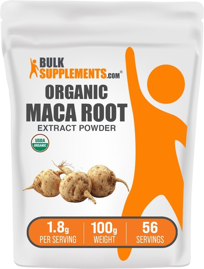 BulkSupplements.com Βιολογικό εκχύλισμα ρίζας Maca σκόνη - Βιολογική σκόνη, συμπλήρωμα διατροφής - Vegan & Gluten Free, 1,8g ανά υπηρεσία, 100g (3.5 oz) (πακέτο του 1)