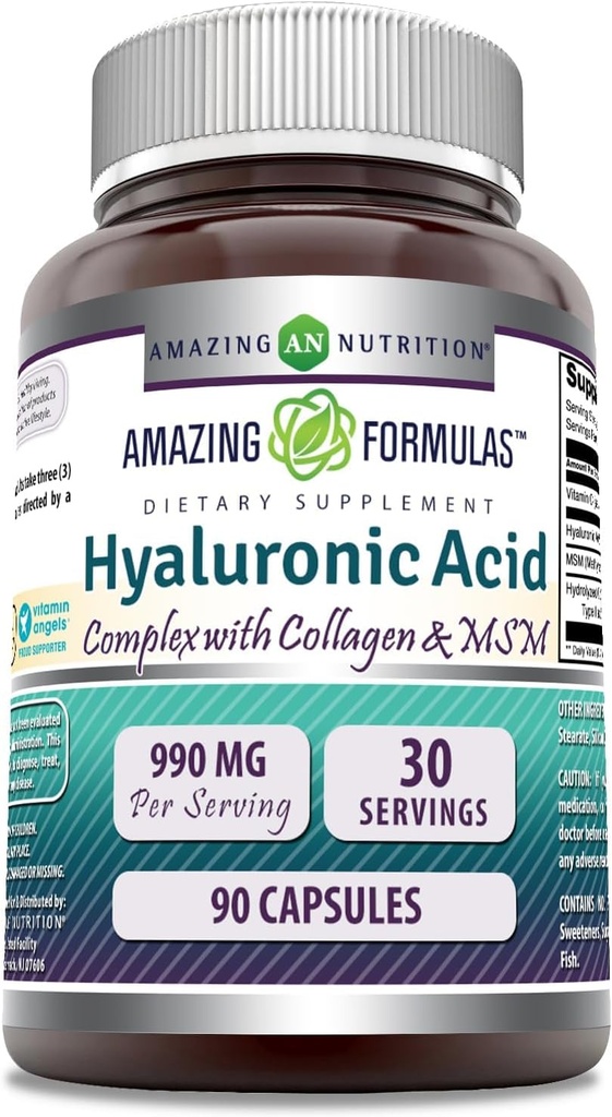 Amazing Formulas Hyaluronic Acid Super Complex with MSM, Collagen Type I & III, and Vitamin C 