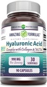 Amazing Formulas Hyaluronic Acid Super Complex with MSM, Collagen Type I & III, ve C | 990 Mg | 90 Capsules Supplement | Non-GMO | Gluten Free | Made in USA