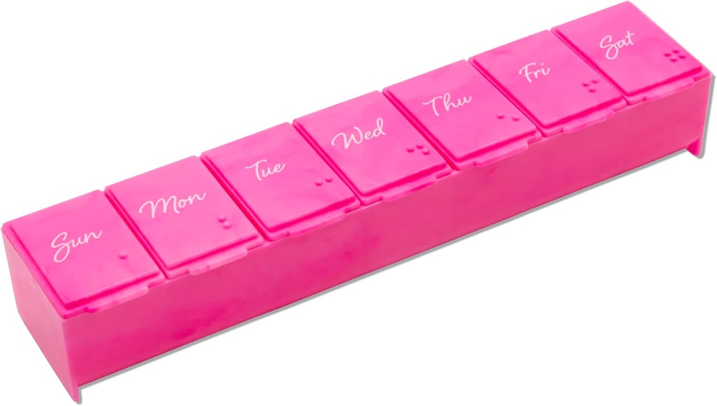 EZY DOSE Weekly (7-Day) Daily Pill Case, Medicine Planlayıcı, Vitamin Organizer, Tamam Konteyner, ve Kullanımı Kolay, Büyük Karşılaştırmalar, Pink, Travel-Friendly, Made in the USA, BPA Free Case, Medicine Planlayıcı