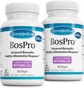 EuroMedica BosPro - Boswellia Serrata Extract Supplement - Sağlıklı Lung Desteği için Diyet Supplement - Herbal Supplement Formula - 60 Softgels, 2 Pack (120 Softgels)