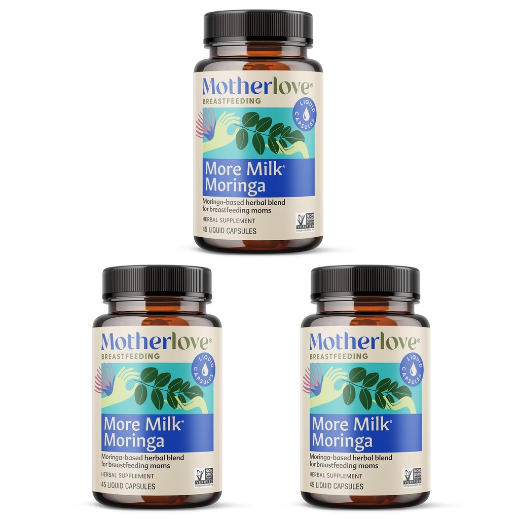 Motherlove More Milk Moringa (135 Liquid caps) Moringa-Based Lactation Supplement to Support Breast Milk Supply—Non-GMO, Organic Herbs, Vegan, Kosher