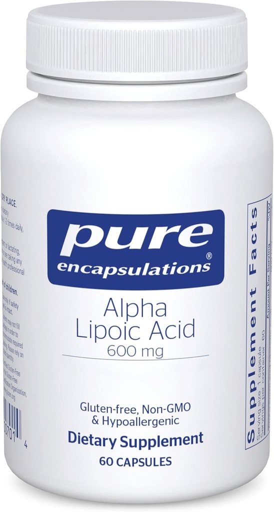 Saf Encapsulations Alpha Lipoic Acid 600 mg - ALA Supplement for Liver Support, Antioksis, Nerve Health, Cardiovascular Health & Carbohidrat Destek - Premium Alfa Lipoic Asit - 60 Capsules