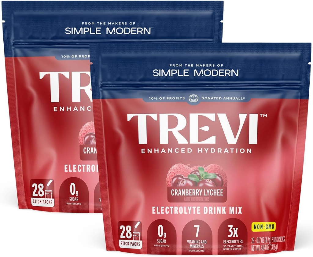 TREVITM Sugar Free Electrolytes - Mix Hydration Toz Paketleri - 56 Kont - Cranberry Lychee