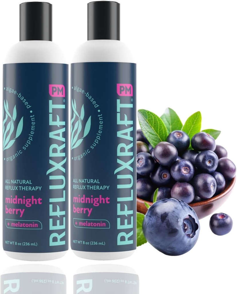 Asit Reflux Therapy PM, Organik Alginate & Melatonin, Hızlı & Soning Gerd, LPR & Digestion Symptom Support, Zero Sugar, Gluten Free, Midnight Berry, 47 Gel 8 OZ Şişe, 2 Paket