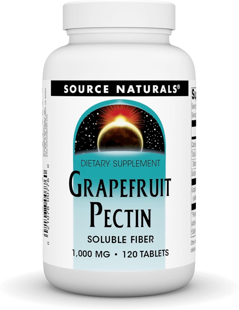 Source Naturals Grapefruit Pectin, Soluble Fiber - 1000 mg Dietary Supplement - 120 Tablets