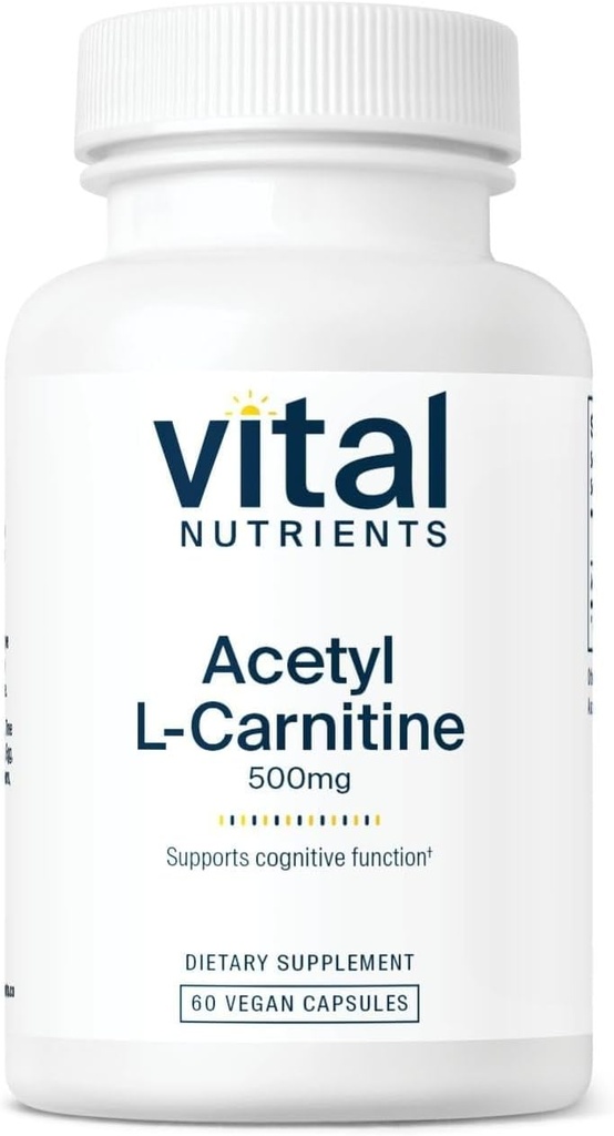Vital Nutrients Acetyl L-Carnitine 500 mg | Beyin, Hafıza ve Bilişsel Destek Supplement* | Vegan | Gluten, Süt, Soy Free | Non-GMO | 60 Capsules